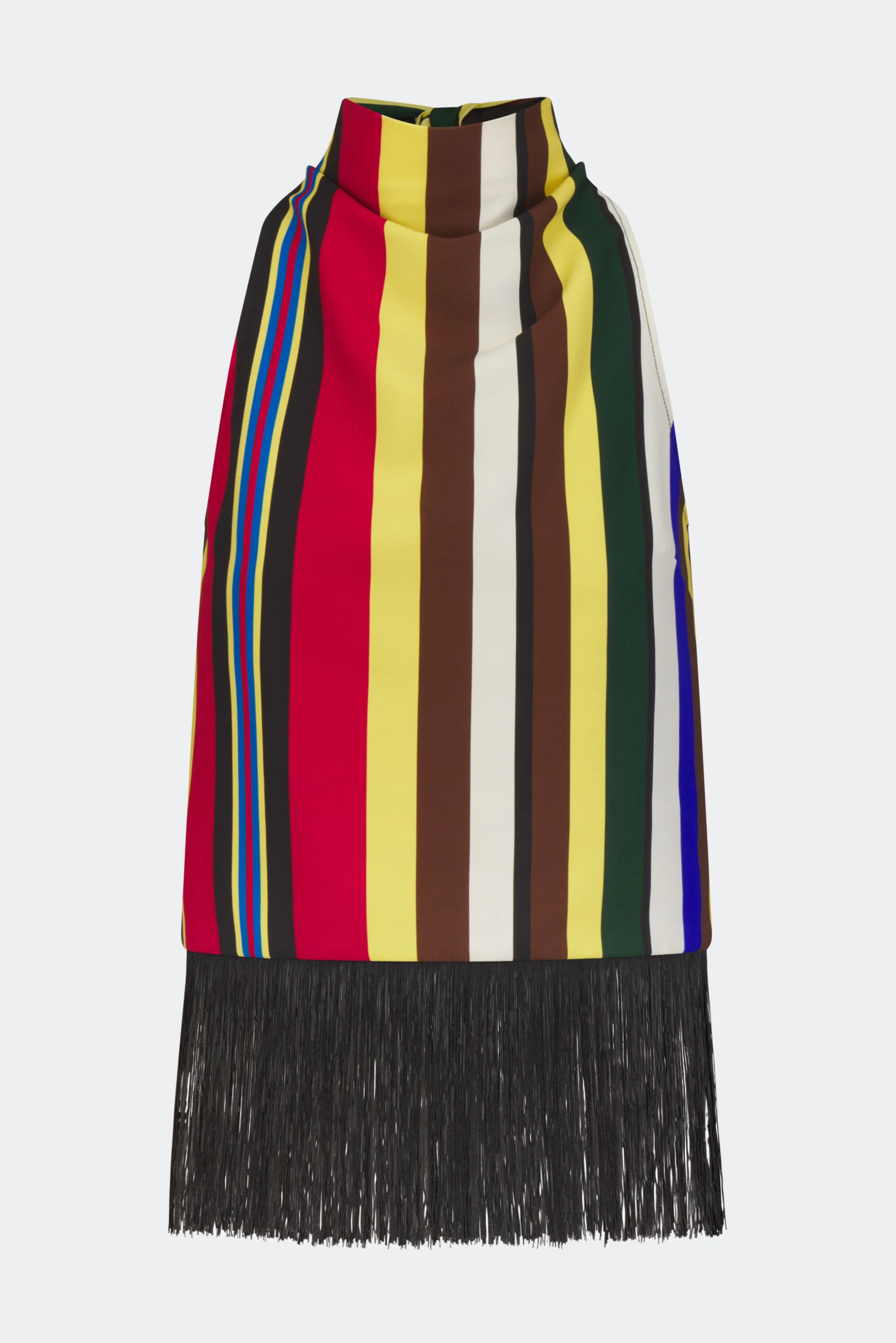 Tia Crepe Fringe Top In Primary Stripe