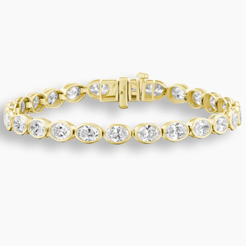 East West Oval Cut Diamond Bezel Tennis Bracelet