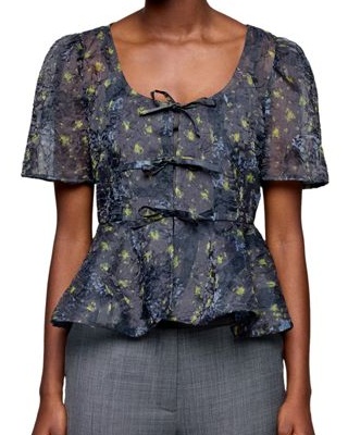 Shibori Organza Peplum Blouse