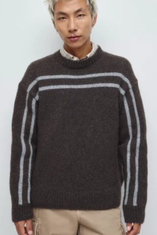 Men's Ali Crewneck Sweater in Brown/Charcoal