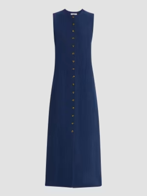 Linen Button-Front Midi-Dress