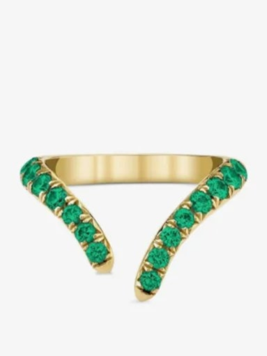 14K yellow gold Tusk emerald ring