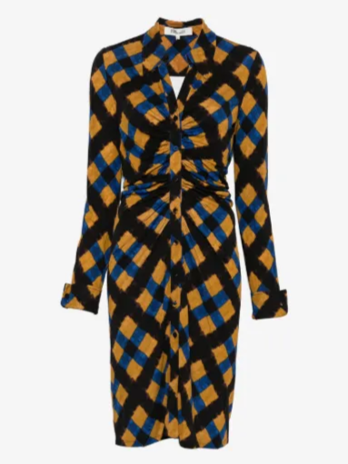 Sheska Ruched Check-Print Dress
