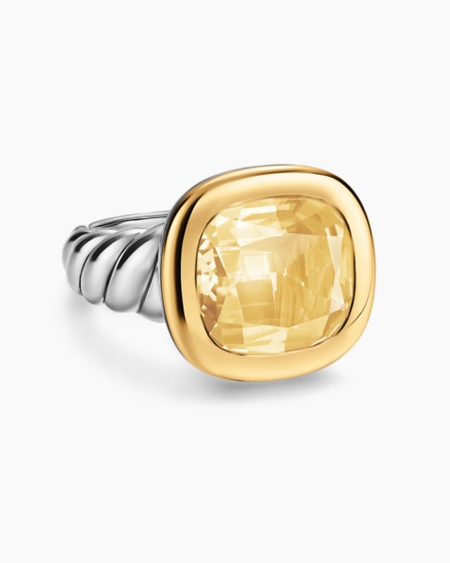 Dy Mercer Color Stone Ring In Sterling Silver With 14k Yellow Gold 13.5mm