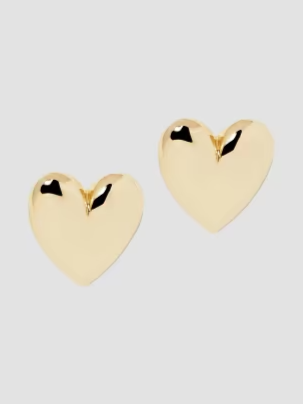 Puffy Heart 10K-Gold-Plated Stud Earrings