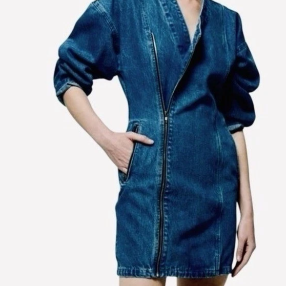 Etica Denim Mini Dress Edgy Asymmetric Zipper Charley Stretchy Biker XS