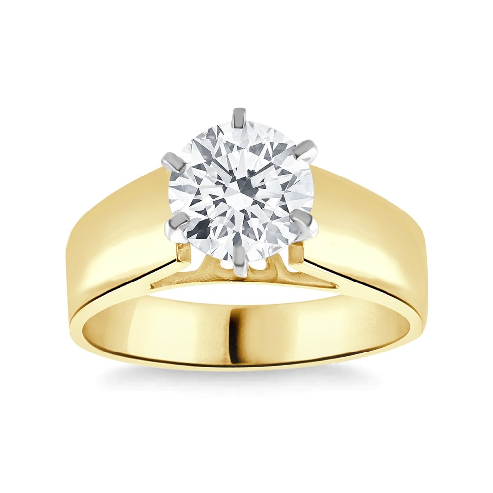 2Ct Round Moissanite Solitaire Engagement Ring Gold