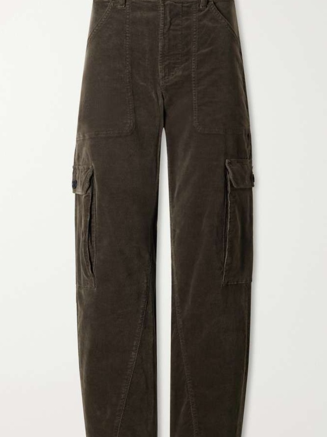 Thassos Twsited Seam Utility corduroy cotton-blend mid-rise wide-leg cargo pants