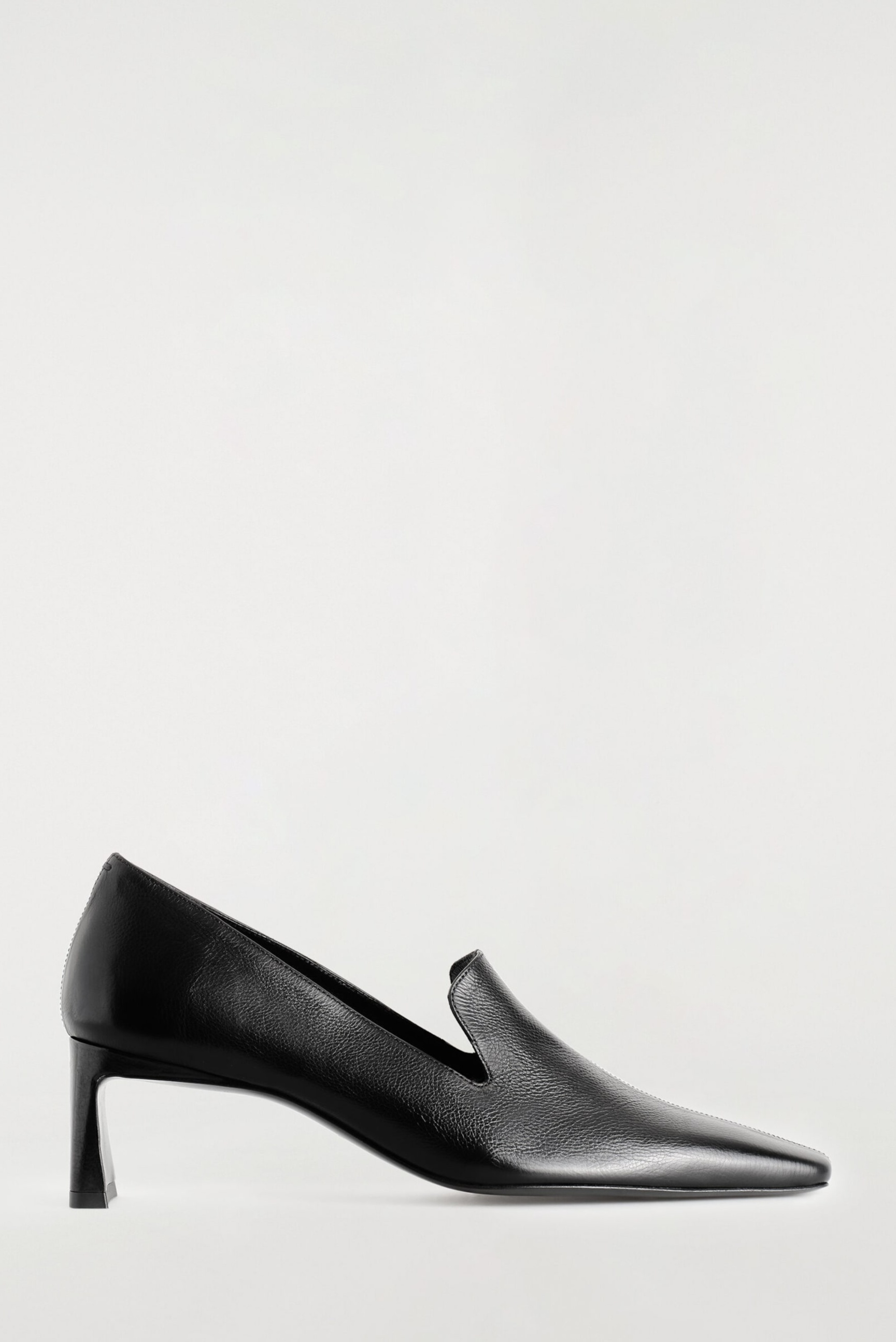 Angular Leather Heeled Loafers