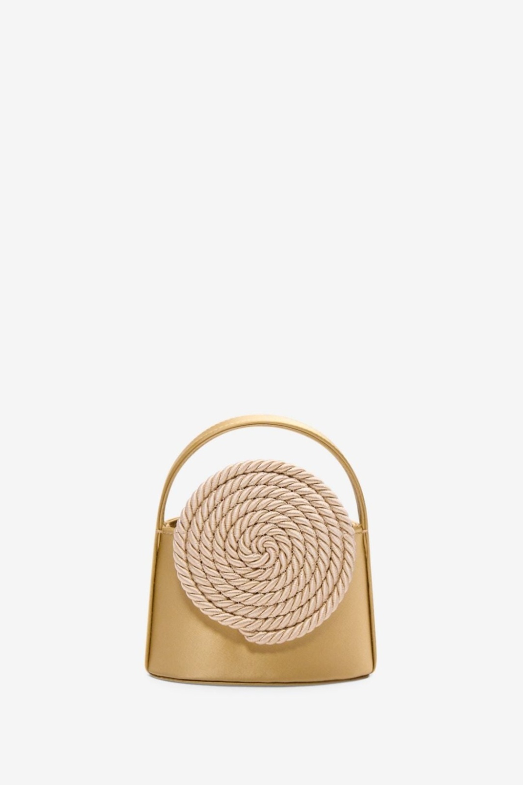 Beige mini satin bag with passementerie details