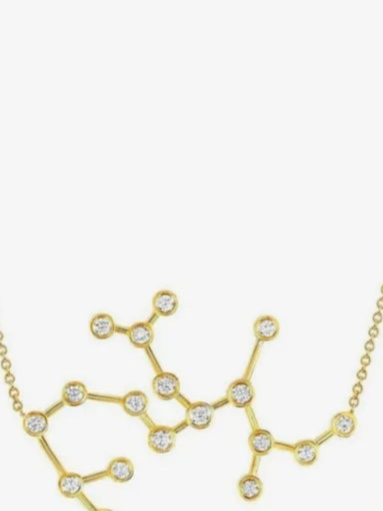 14kt yellow gold Sagittarius Constellation diamond necklace