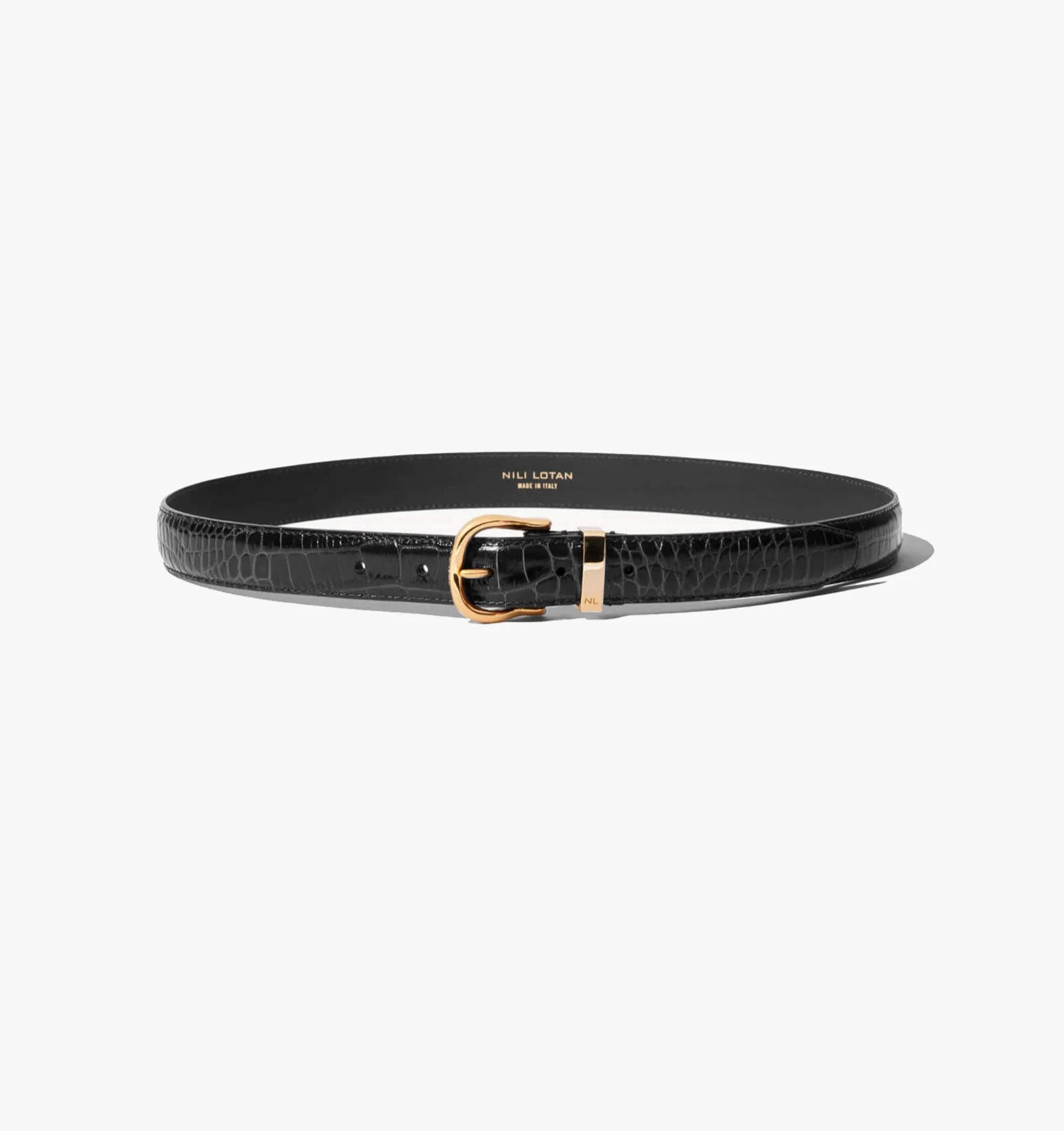 Dana Croc-Embossed Leather Belt