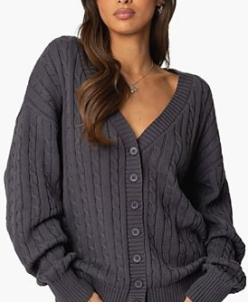 Womens Francine Oversized V Neck Cardigan
