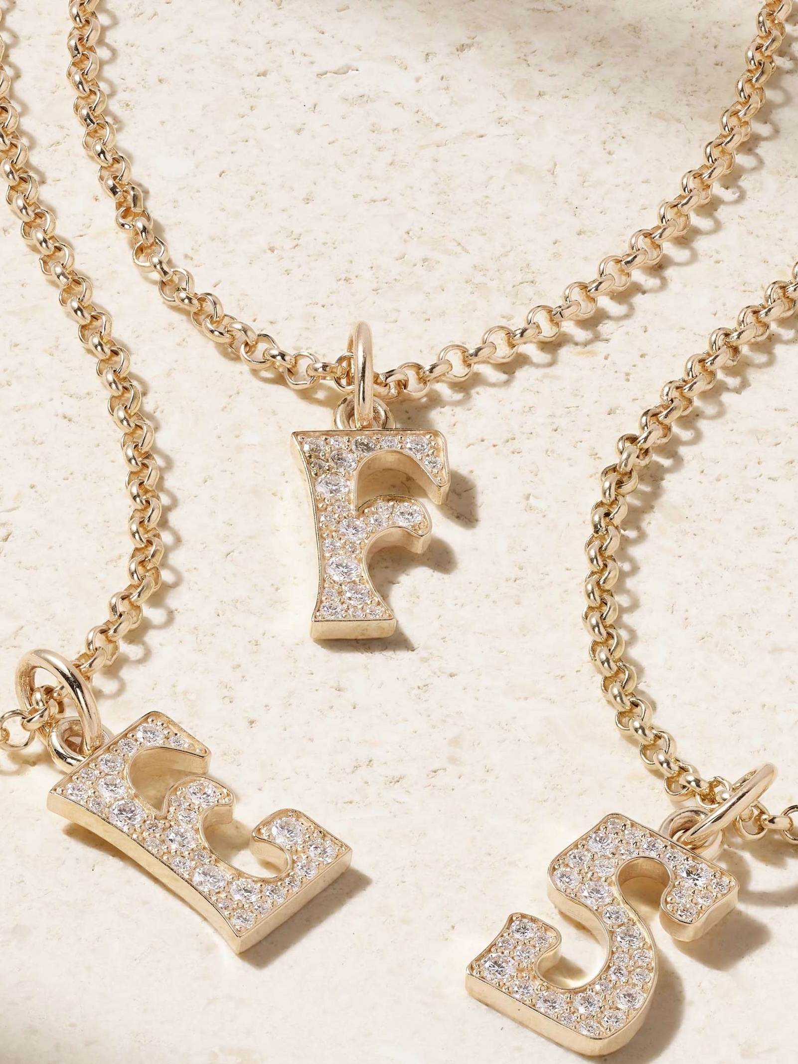 Initial Charm 14-karat gold diamond necklace