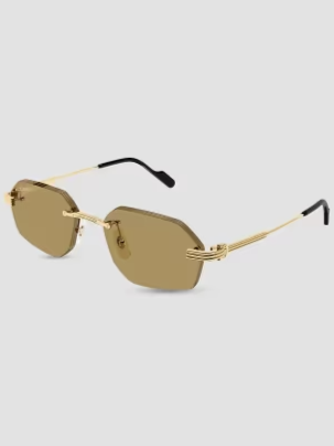 Première de Cartier 54MM 24K-Gold-Plated Rimless Geometric Sunglasses