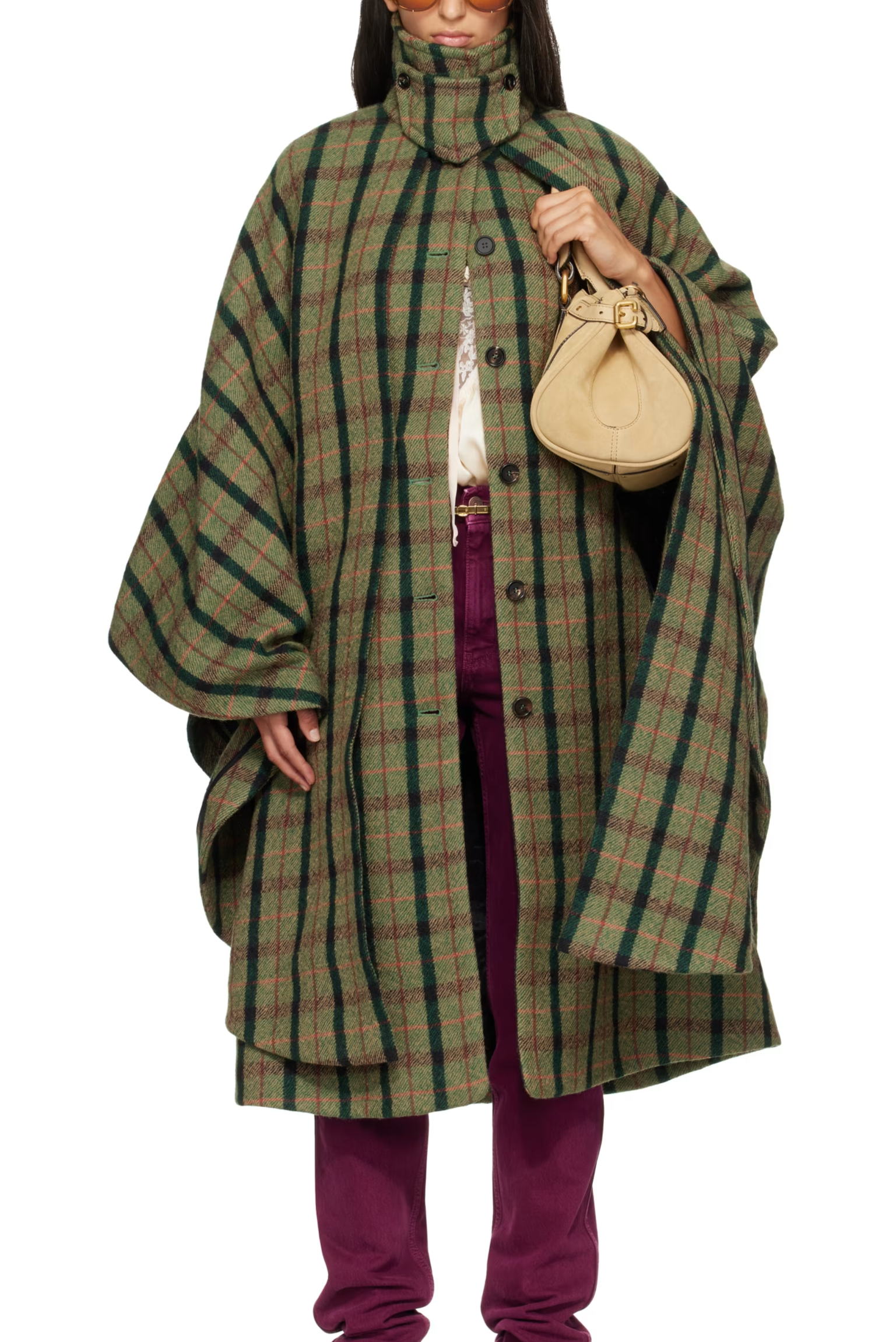 Chloé Khaki Layered Long Cape Coat