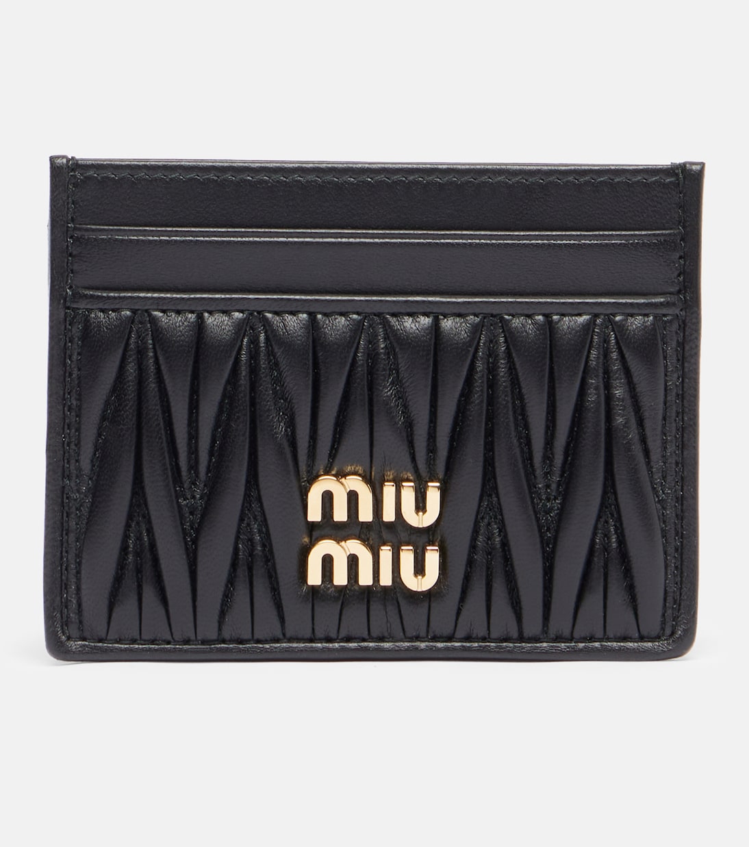 Logo matelassé leather card holder