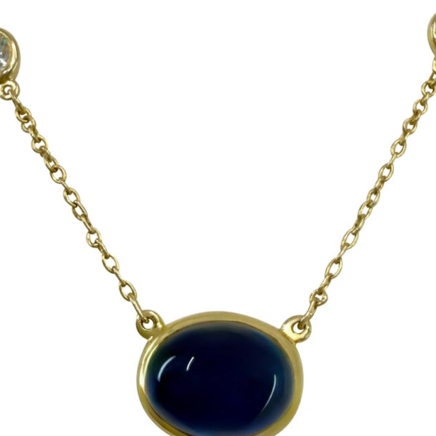 Rare Tiffany & Co. Elsa Peretti Sapphire & Diamond By The Yard 18k Gold Necklace