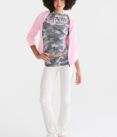 Von Dutch Camo Mid-Rise Fold-Over Bootcut Pants