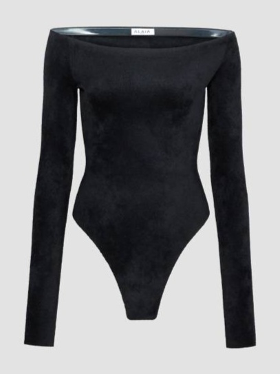Off-The-Shoulder Velvet Bodysuit