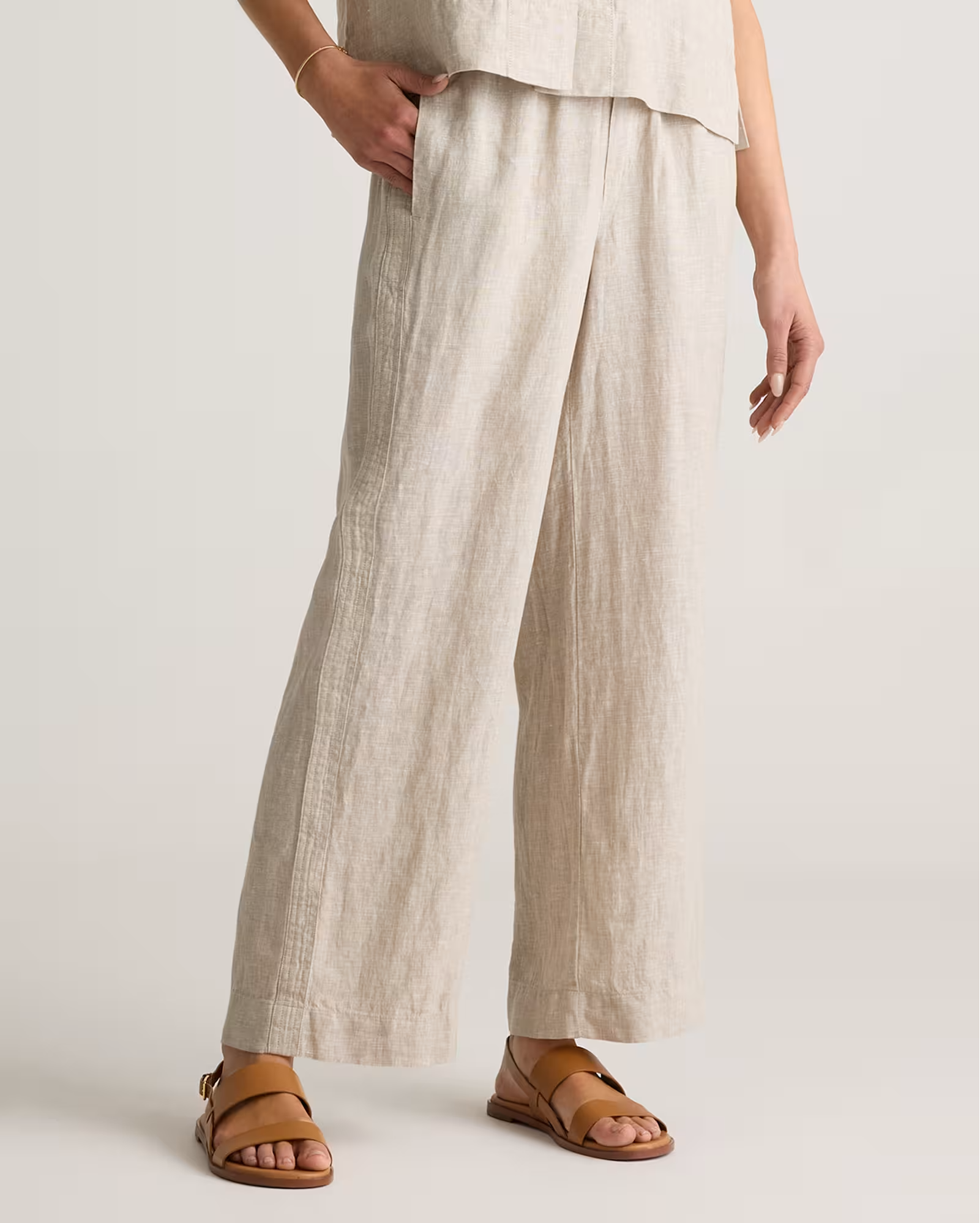 100% European Linen Wide Leg Pants in Flax