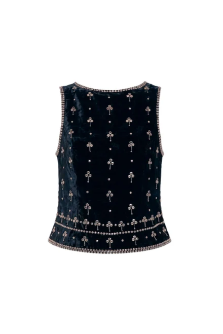 Ines Top in Studded Velvet