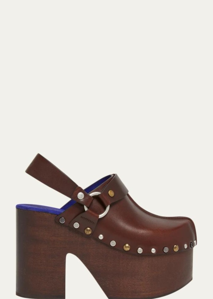 115mm Talis Studded Leather Platform Clogs