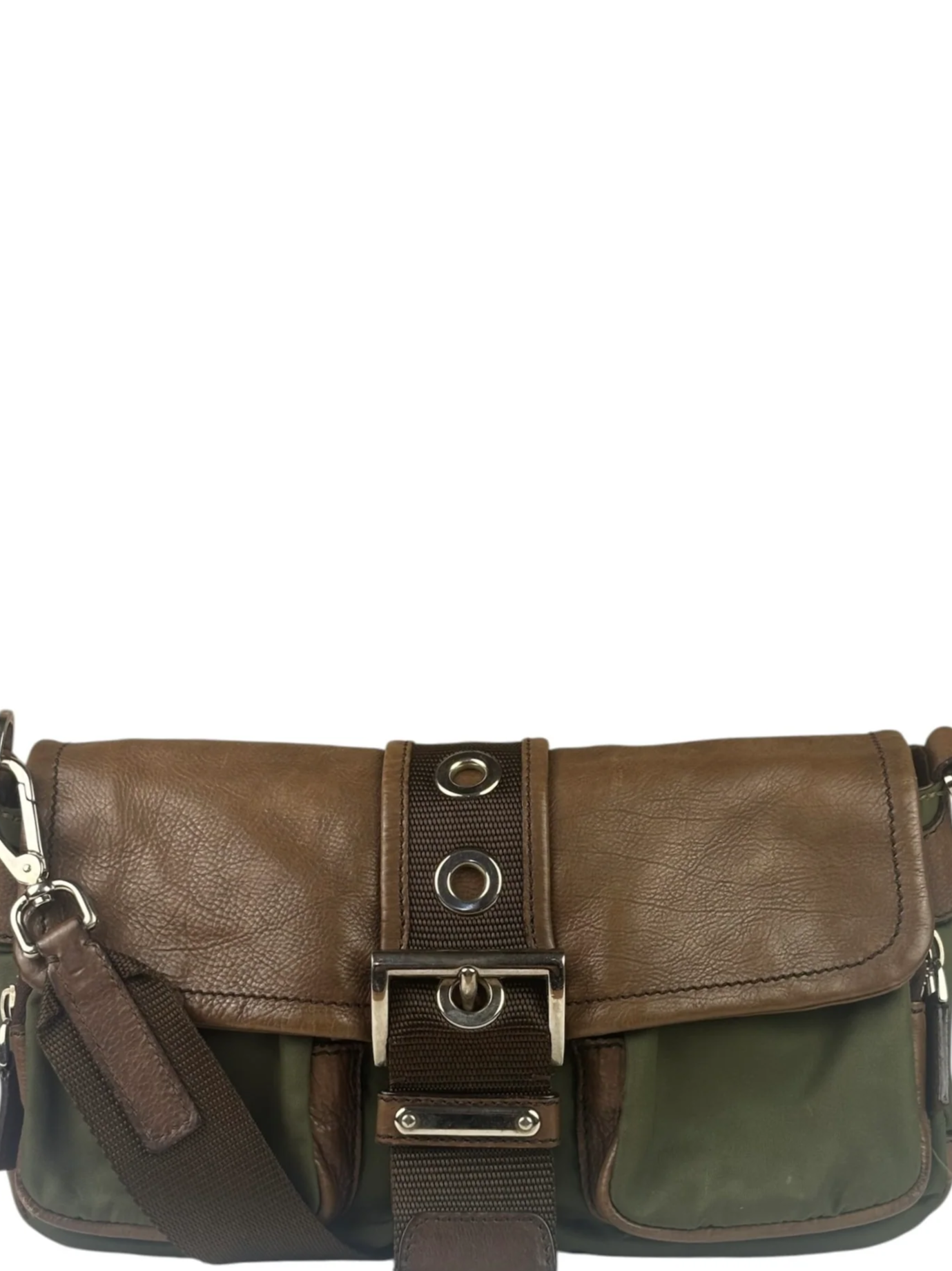Prada Vintage Green Nylon/Leather Crossbody Bag