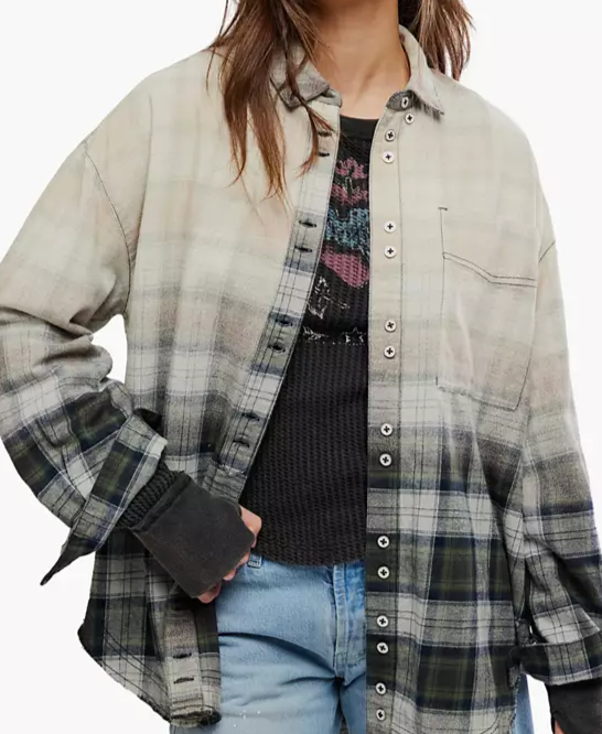 Women's Lexi Plaid Oversized Waffle-Knit Shirt