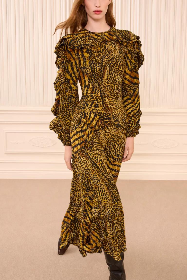 Dara Long Sleeve Silk Dress Wren