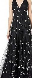 Women's Chelsea Starry Night Embroidered Metallic Long Tulle Gown
