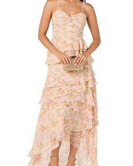 Coline Tiered Ruffled High/Low Dress