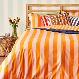BELLA MAISON LINE STRIPED COTTON SATEEN DUVET SET
