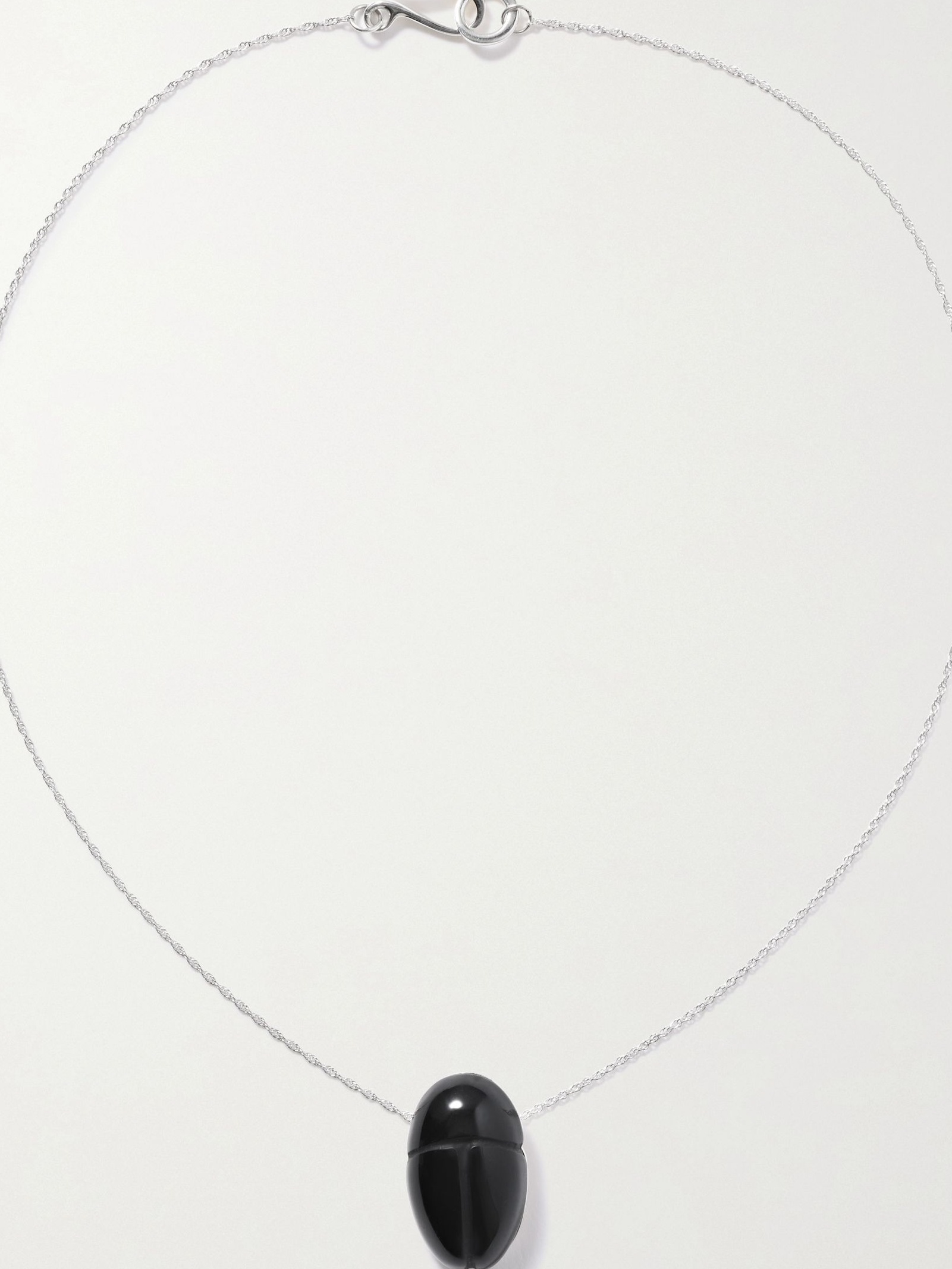 Scarab silver onyx necklace