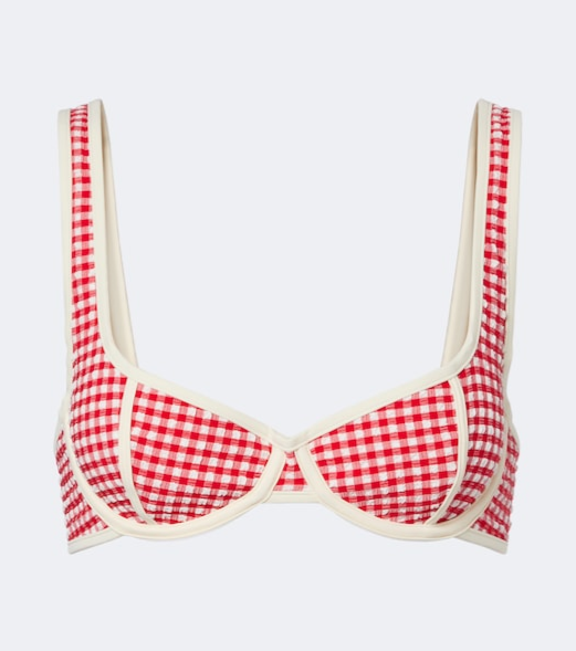 Romy gingham seersucker bikini top