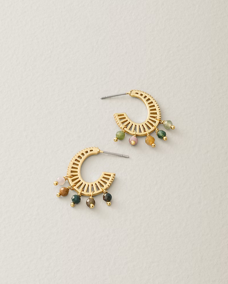 Palm Cove Multicolored Stone Hoop Earrings