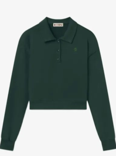 Polo-Collar Cropped Sweater