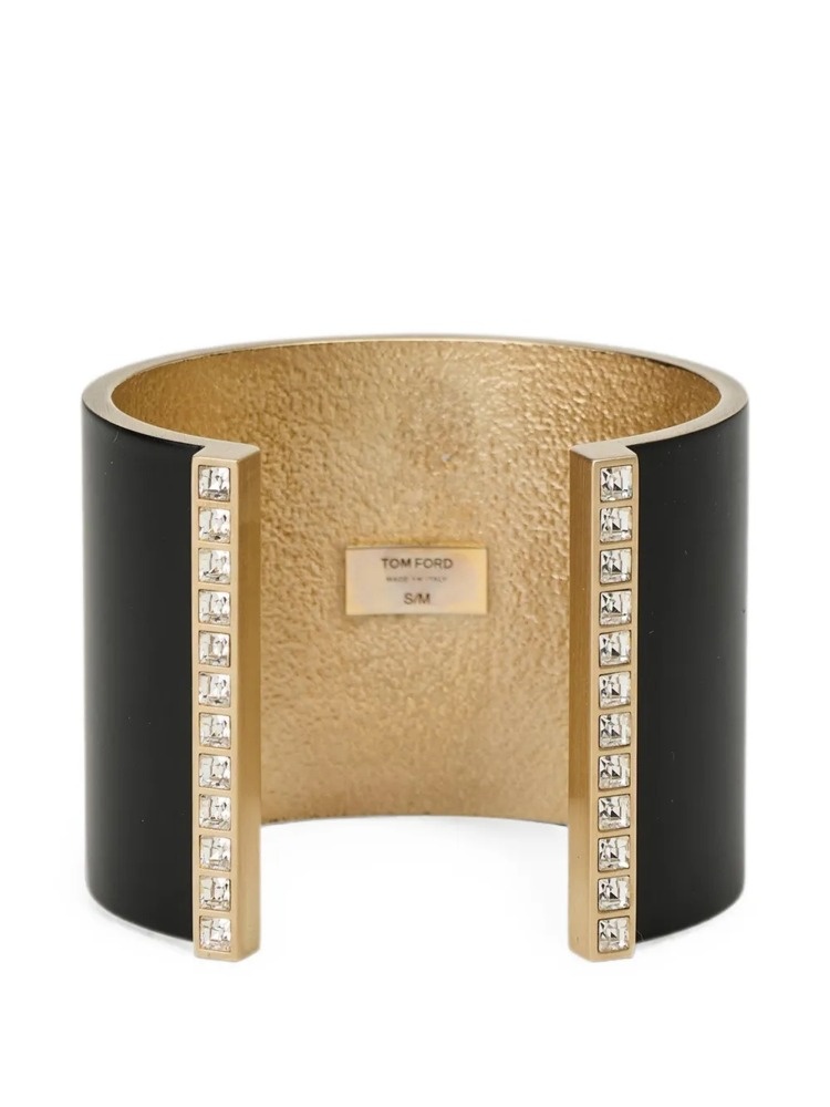 Fera matte lacquered brass and crystal cuff