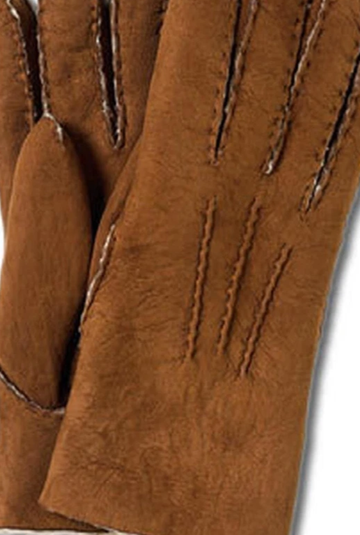 New Shearling-Lined Suede Gloves Women's Chestnut Brown Sz XS-S