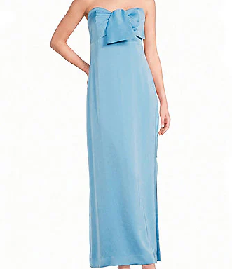 Carlynn Satin Bow Strapless Side Slit Maxi Dress