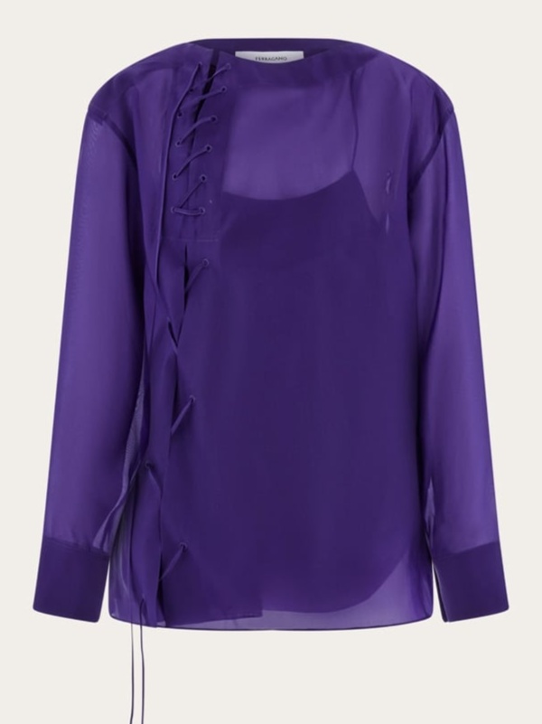 Organza blouse with string tie detail