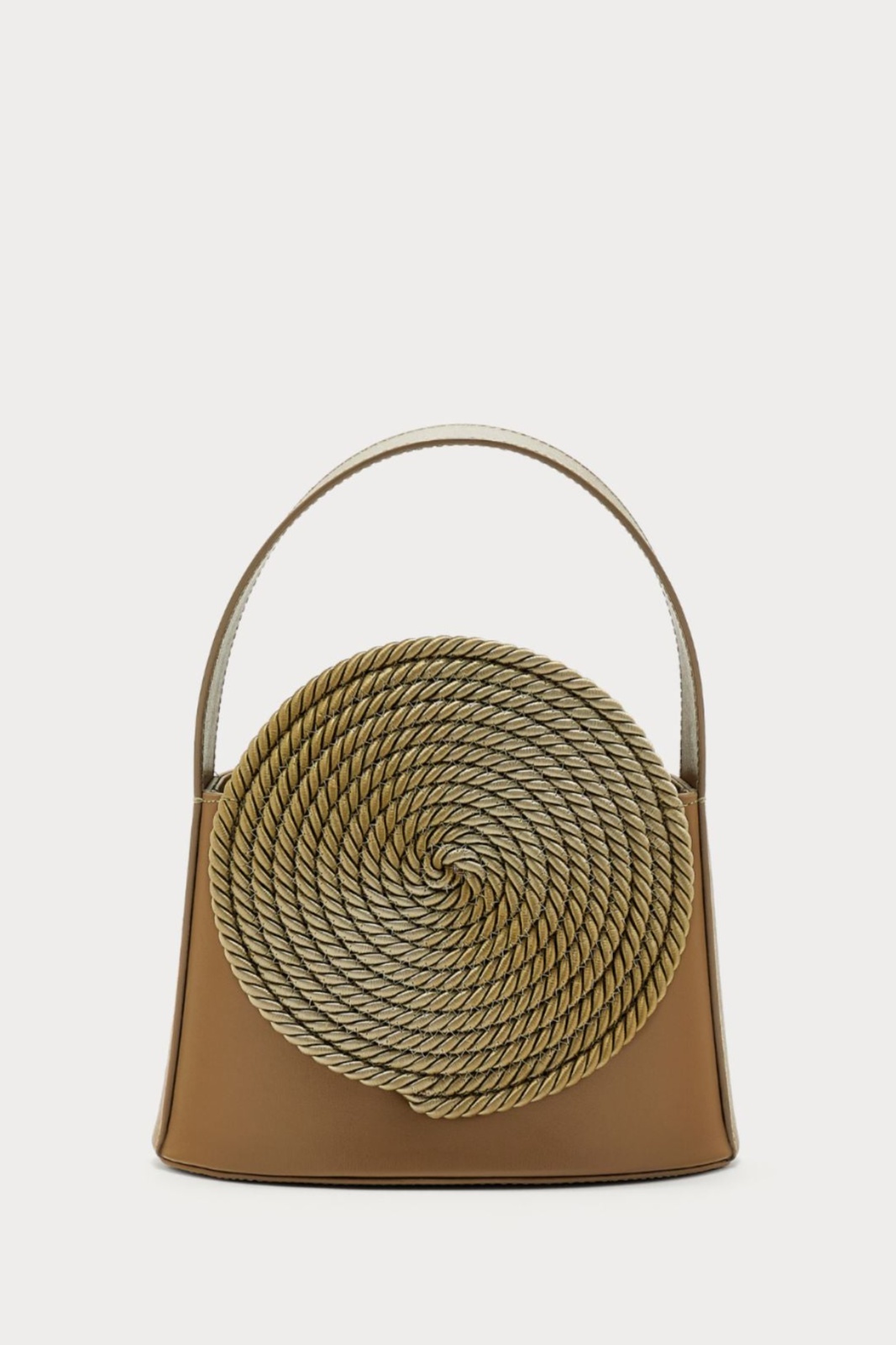 Khaki leather bag with passementerie details