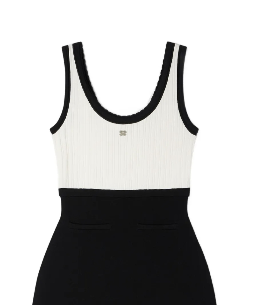 ruffled two-tone knit mini dress