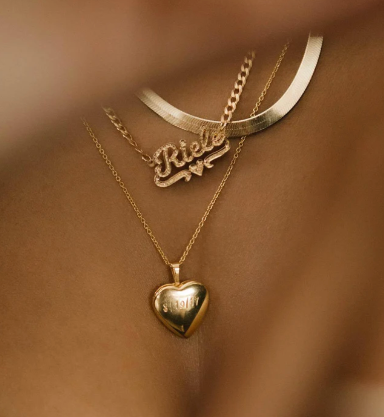 The Engraved Puff Heart Locket