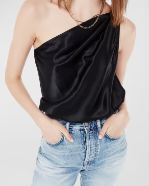 Darby Asymmetric Charmeuse Bodysuit