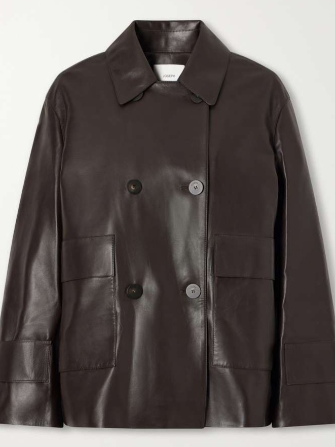 Delia double-breasted leather jacket