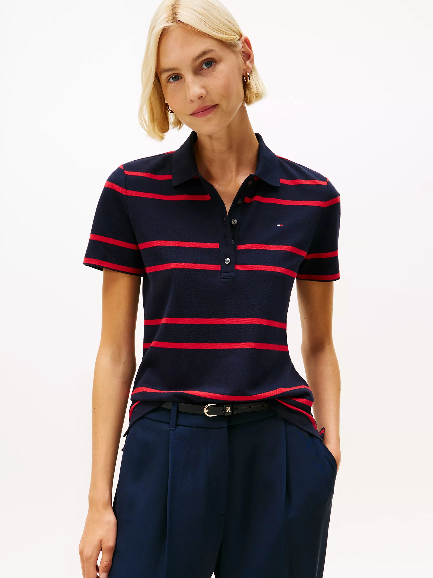 Stripe Stretch Pique Polo
