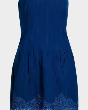 Belinda Strapless Lace-Trimmed Linen Minidress