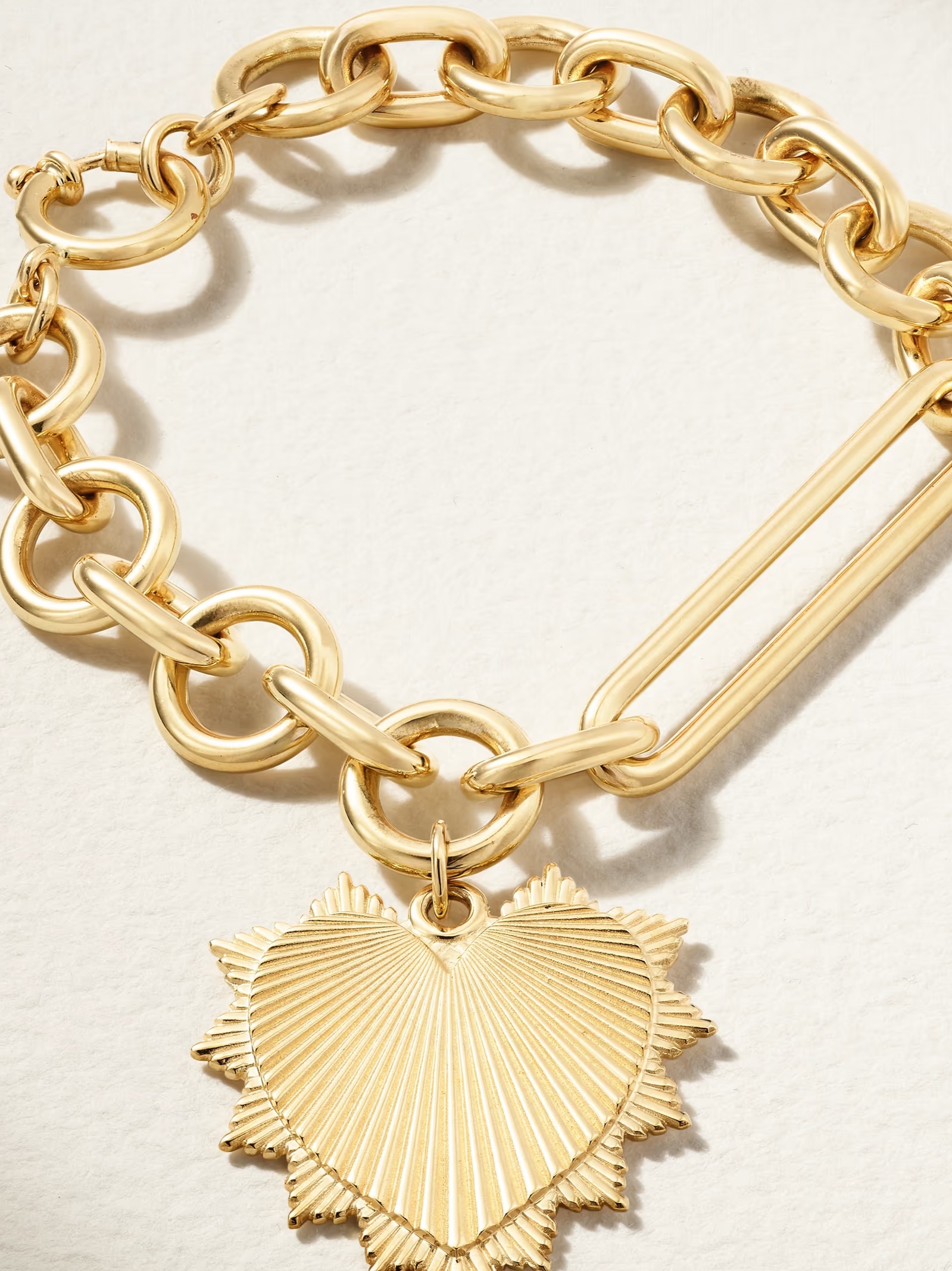 Heart Mixed Oversized Clip 18-karat gold bracelet