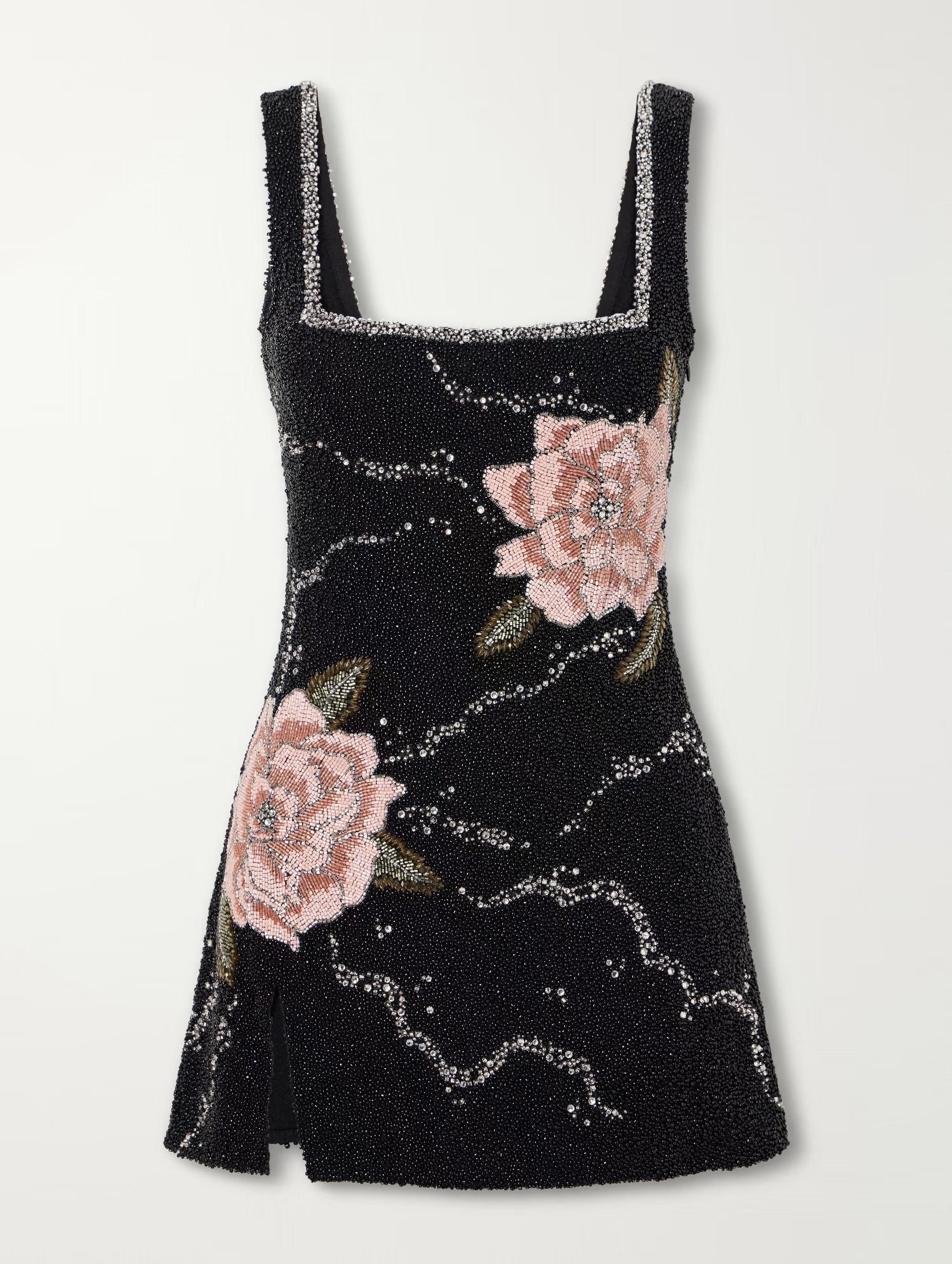 Peony embellished stretch-mesh mini dress